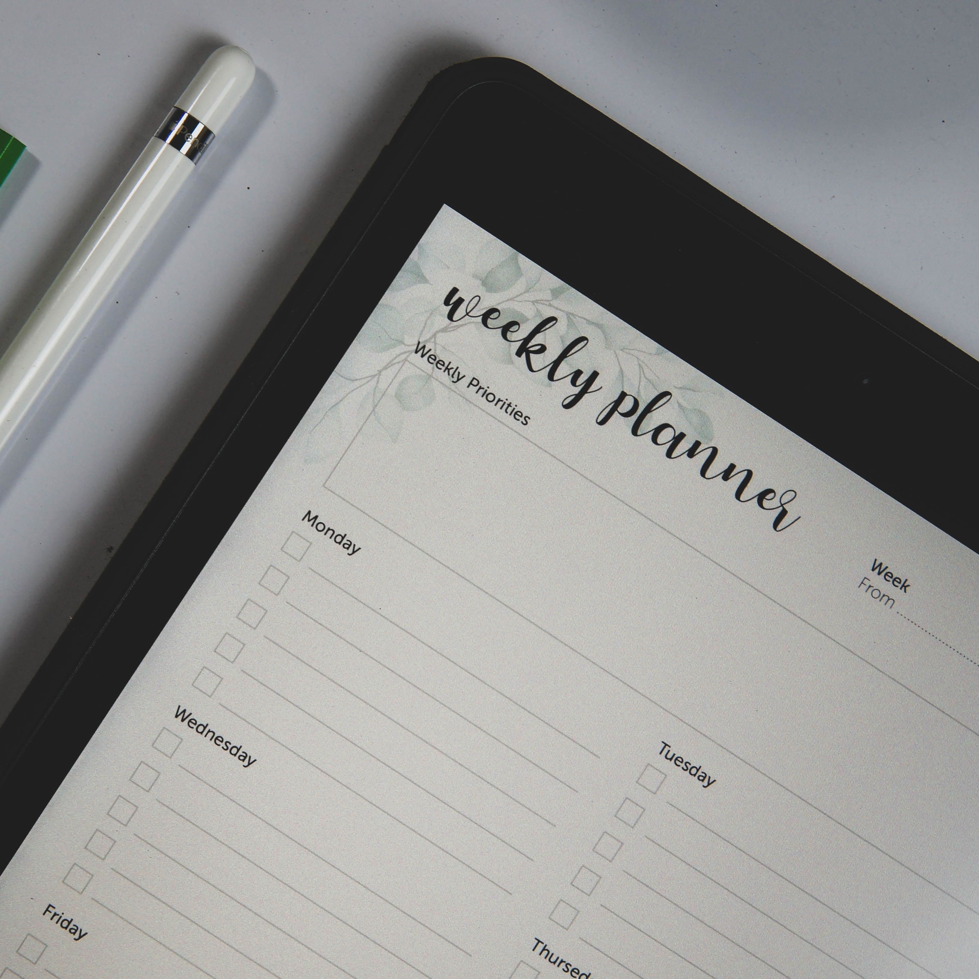 A3 Weekly Desk Planner, Spiral