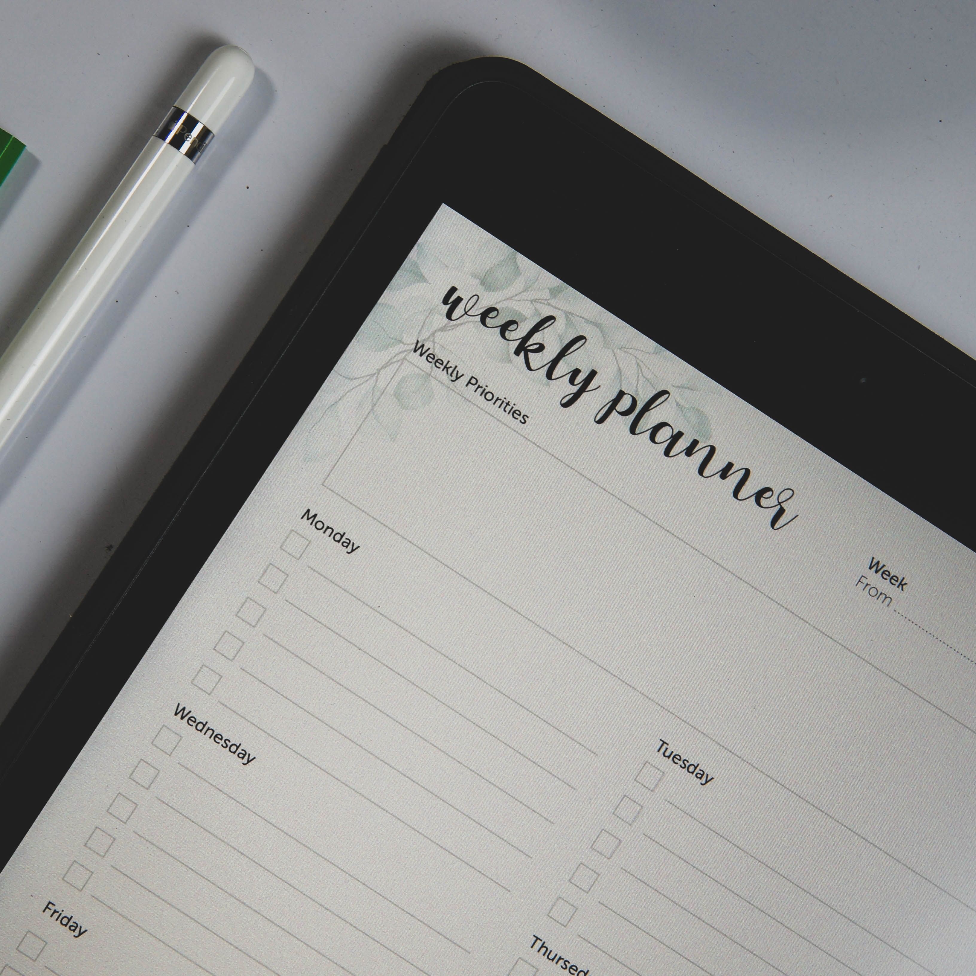 A3 Weekly Desk Planner, Spiral